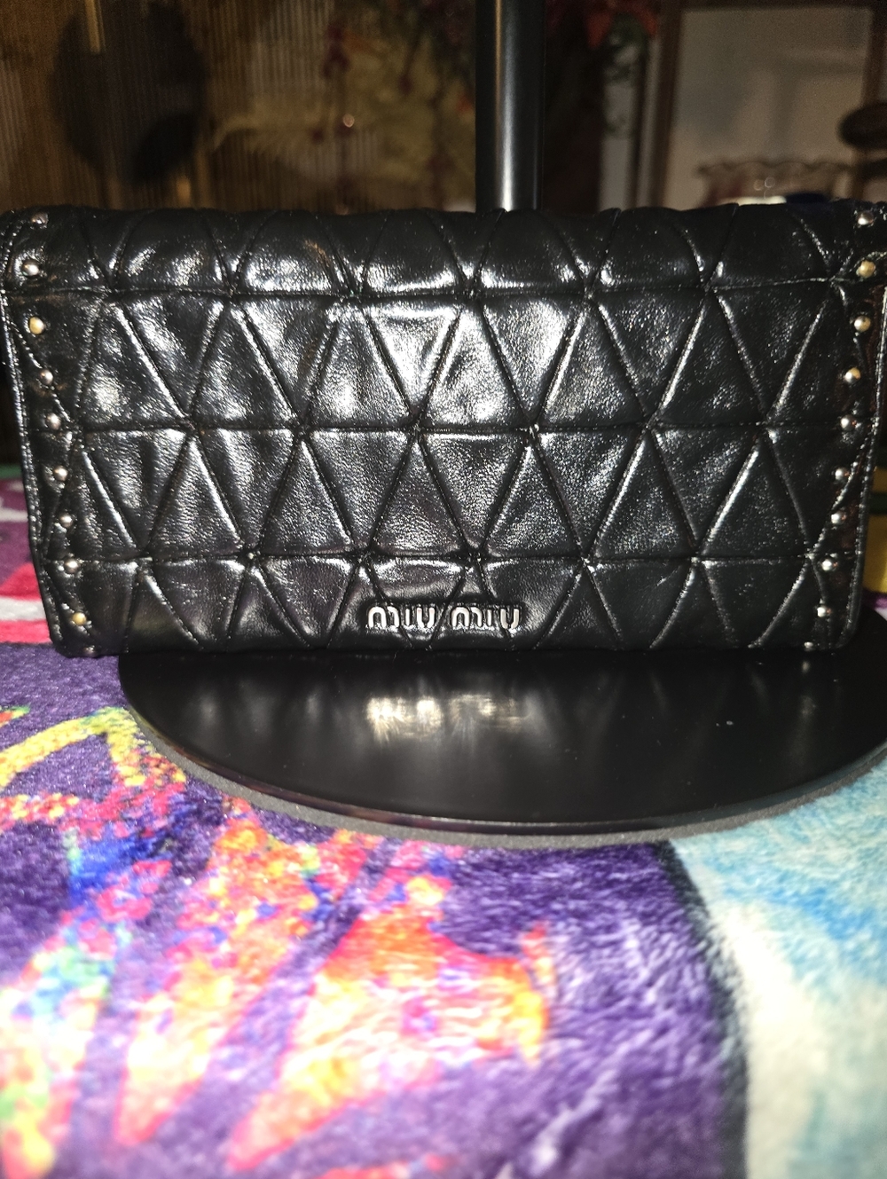 Miu Miu Vintage Leather Studded Wallet - Picture 2 of 8